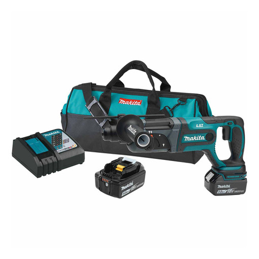 MAKITA XRH04T 18V LXT BRUSHLESS 7/8" SDS  ROTARY HAMMER CORDLESS LITHIUM-ION KIT WITH TWO 5.0Ah BATTERIES; CHARGER & CARRYING BAG