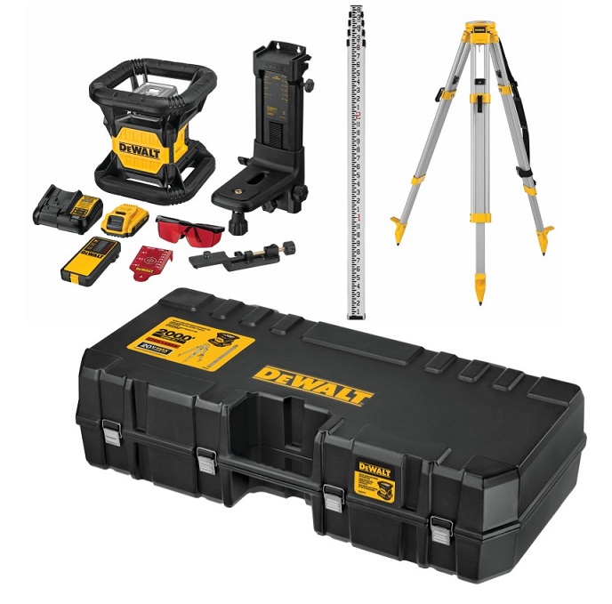 Transit Level DEWALT DW079LRK 20V Red Rotary Laser Kit Tough