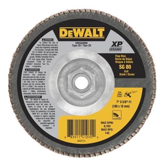 DEWALT DW8211H 4-1/2-Inch by 5/8-Inch-11 Z60 T27 WB flap disc 