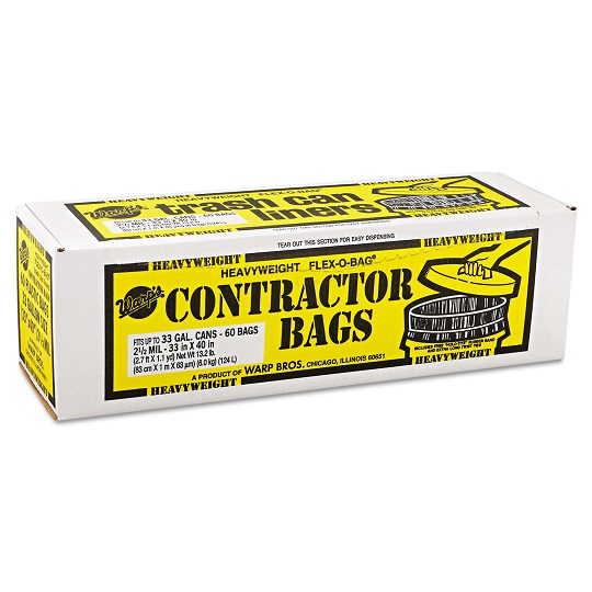 Buy the Warp Bros HB55-15 Contractor Trash Bags, Black ~ 55 Gallon