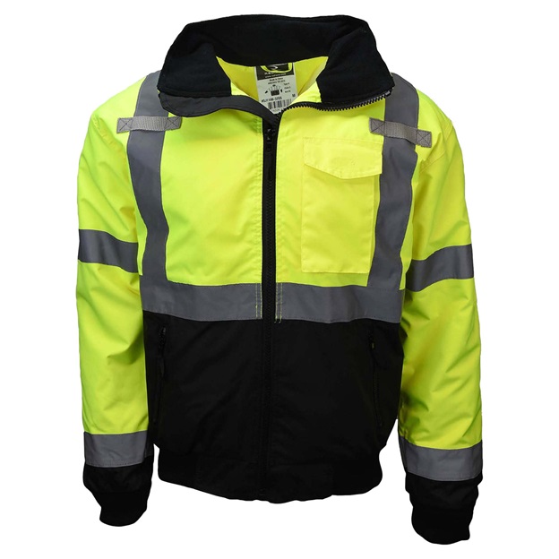RADIANS SJ110B-3ZGS-M BOMBER JACKET CLASS-3 LIME GREEN HI-VIS 2-IN-1 ...