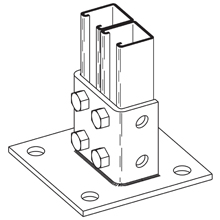 KUMAR N-1816SQ-T316 SST STRUT POST BASE FOR DOUBLE 1-5/8