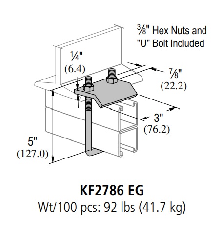 KOREFIT KF2786-EG SILVER EG BEAM CLAMP U-BOLT FOR BACK TO BACK; 2-7/16 ...