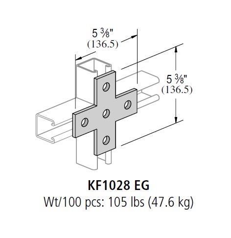 KOREFIT KF1028-EG SILVER EG FLAT 5-HOLE CROSS PLATE 